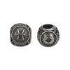 Изображение 304 Stainless Steel Casting Beads Round Gunmetal Pisces Sign Of Zodiac Constellations About 10mm Dia., Hole: Approx 4.3mm, 1 Piece