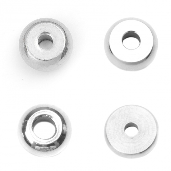 Picture of 304 Stainless Steel Spacer Beads Round Silver Tone About 10mm( 3/8") Dia., Hole: Approx 1.8mm, 10 PCs