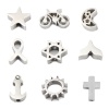 Bild von 304 Edelstahl Perlen Hexagon Silberfarbe 11mm x 10mm, Loch: ca. 6.4mm, 5 Stück