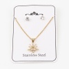 Picture of Stainless Steel & Copper Galaxy Jewelry Necklace Earrings Set Silver Tone Round Star Clear Cubic Zirconia 44cm(17 3/8") long, 0.5cm Dia., Post/ Wire Size: (21 gauge), 1 Set