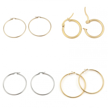 Boucles d'Oreilles Créole Anneaux en 304 Acier Inoxydable Doré Annulaire 66mm x 63mm , (21 gauge) 1 Paire
