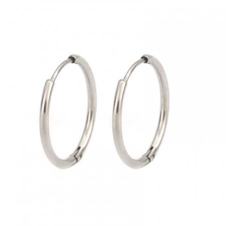 304 Stainless Steel Hoop Earrings Silver Tone Round 19mm Dia., Post/ Wire Size: (21 gauge), 2 PCs