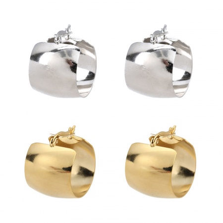 304 Stainless Steel Hoop Earrings Gold Plated Round 28mm x 21mm, Post/ Wire Size: (17 gauge), 1 Pair