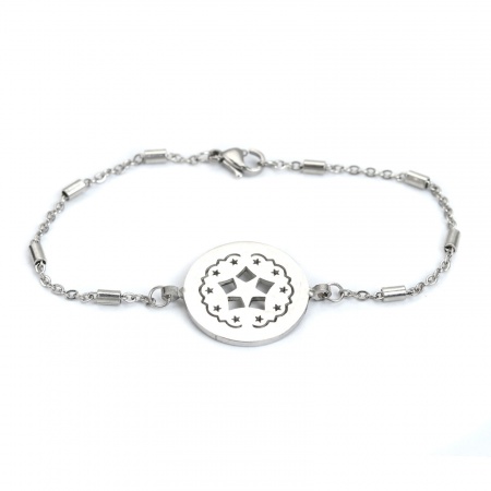 304 Stainless Steel Bracelets Silver Tone Heart 19cm(7 4/8") long, 1 Piece