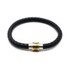 Immagine di 304 Acciaio inossidabile & Vera Pelle Braccialetto Argento Antico Nero Tondo Intreccio 19cm Lunghezza, 1 Pz