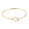 Imagen de 304 Acero Inoxidable Brazalete Tono de Plata Ronda Corazón Puede Abrir 20cm longitud, 2 Unidades