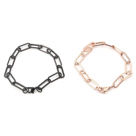 304 Stainless Steel Bracelets Rose Gold Oval 19.5cm(7 5/8") long, 1 Piece