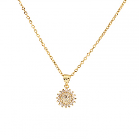 316 Stainless Steel Micro Pave Necklace Gold Plated Girl Multicolour Cubic Zirconia 45cm(17 6/8") long, 1 Piece”