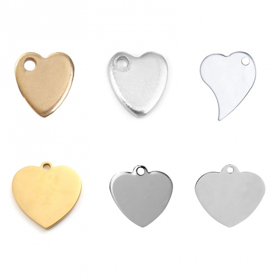 Изображение Stainless Steel Charms Heart Gold Plated Blank Stamping Tags One Side 20mm x 20mm, 3 PCs