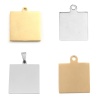 Picture of Stainless Steel Charms Square Gold Plated Blank Stamping Tags One Side 25mm x 20mm, 3 PCs