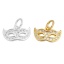 Picture of Sterling Silver Charms Gold Plated Mask Micro Pave W/ Loop Clear Rhinestone 10mm( 3/8") x 9mm( 3/8"), 1 Piece