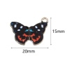 Image de Breloques en Alliage de Zinc Papillon Or Clair Multicolore Émail 20mm x 15mm, 10 Pcs
