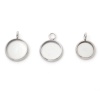 Picture of Stainless Steel Charms Silver Tone Round Disc Cabochon Settings