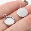 Picture of Stainless Steel Charms Silver Tone Round Disc Cabochon Settings
