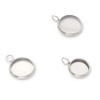 Picture of Stainless Steel Charms Silver Tone Round Disc Cabochon Settings