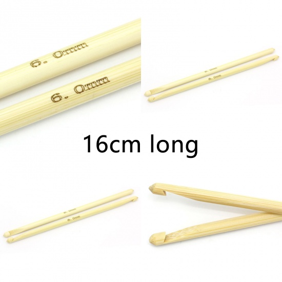 Picture of Bamboo Afghan Tunisian Crochet Hooks Needles Natural 16cm(6 2/8") long
