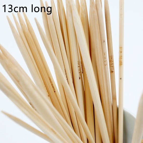 Image de Aiguilles à Tricoter Double Point en Bambou Couleur Naturelle 13cm Long