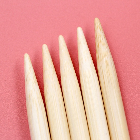 Image de Aiguilles à Tricoter Double Point en Bambou Couleur Naturelle 13cm Long
