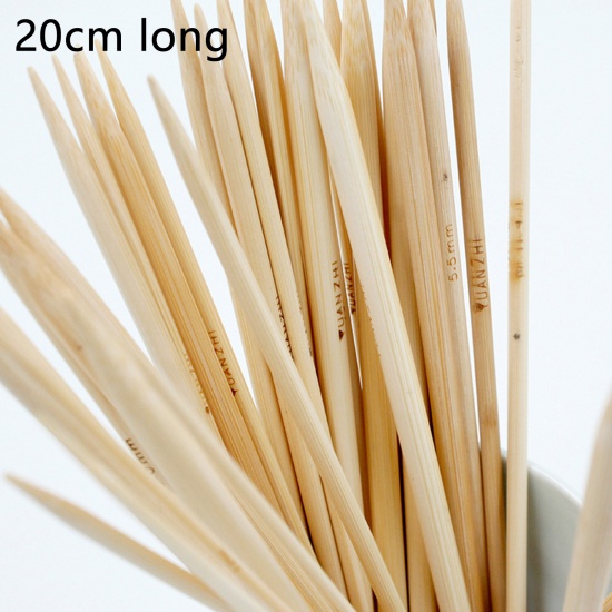 Imagen de Bambú Doble Punta Agujas de tejer Natural 20cm longitud, 1 Juego
