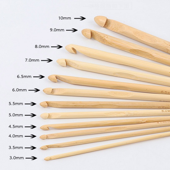 Imagen de Bambú Agujas de ganchillo de Natural , 15cm longitud, 2 Unidades