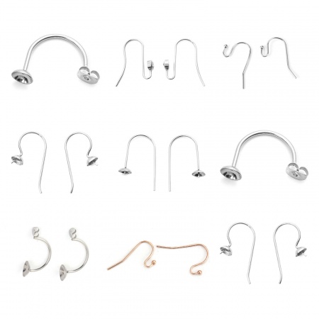 Stainless Steel Ear Wire Hooks Earring Findings Silver Tone 16mm x 12mm, Post/ Wire Size: (21 gauge), 50 PCs