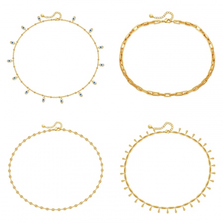 Eco-friendly Vacuum Plating Stylish Simple 18K Real Gold Plated Copper Link Chain Necklace For Women Party