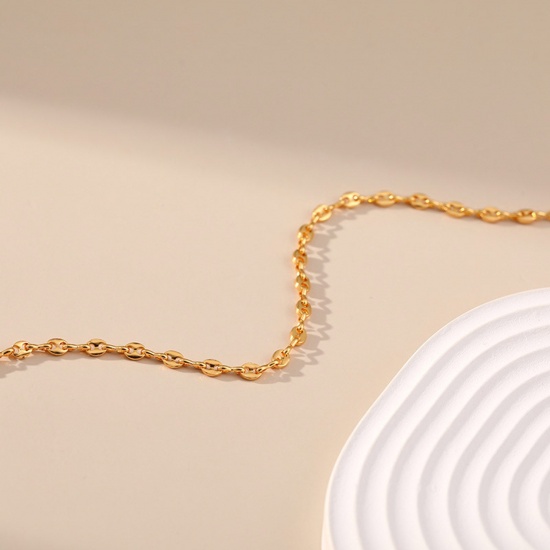 Picture of Eco-friendly Vacuum Plating Stylish Simple 18K Real Gold Plated Copper Link Chain Necklace For Women Party