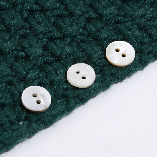 Picture of Natural Shell Sewing Buttons Scrapbooking 2 Holes Round 11mm Dia