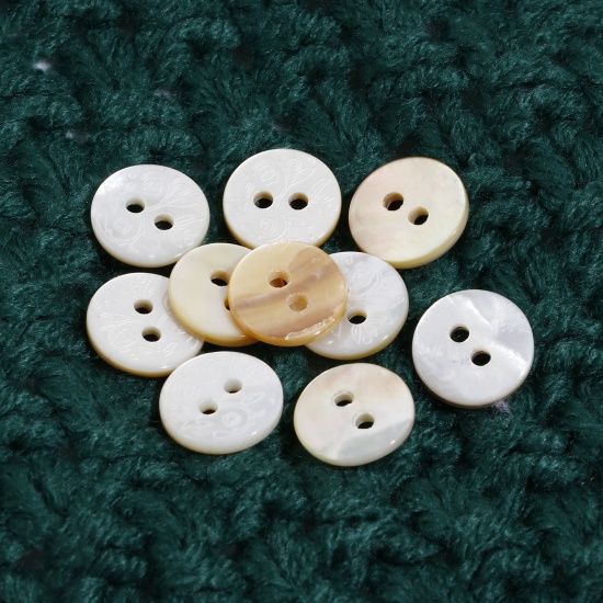 Picture of Natural Shell Sewing Buttons Scrapbooking 2 Holes Round 11mm Dia