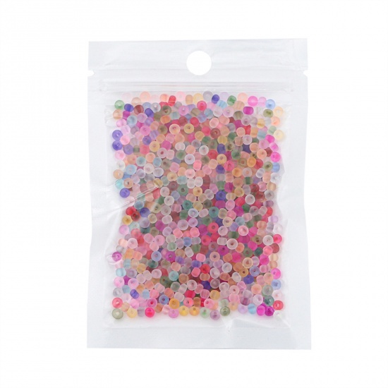 Picture of Glass Seed Beads Round Rocailles Multicolor Frosted Colorful About 3mm Dia.