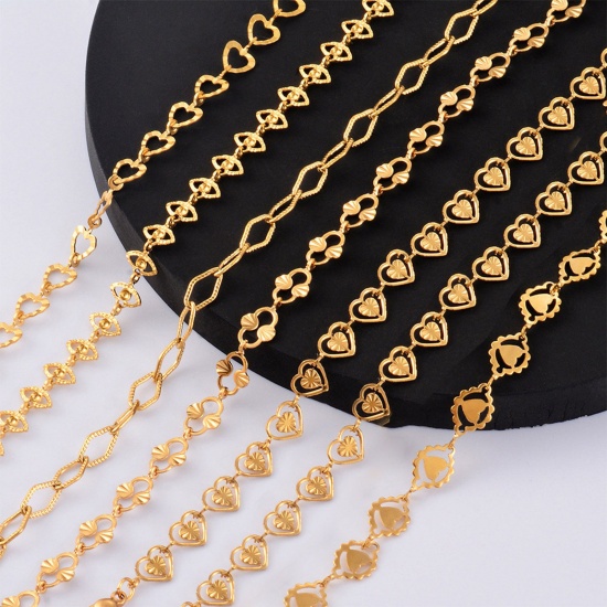 Picture of 304 Stainless Steel Handmade Link Chain Anklet 18K Gold Plated Geometric 21cm(8 2/8") long