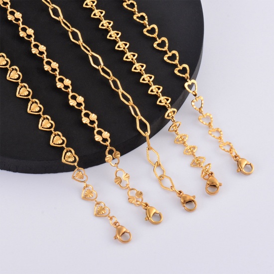 Picture of 304 Stainless Steel Handmade Link Chain Anklet 18K Gold Plated Geometric 21cm(8 2/8") long