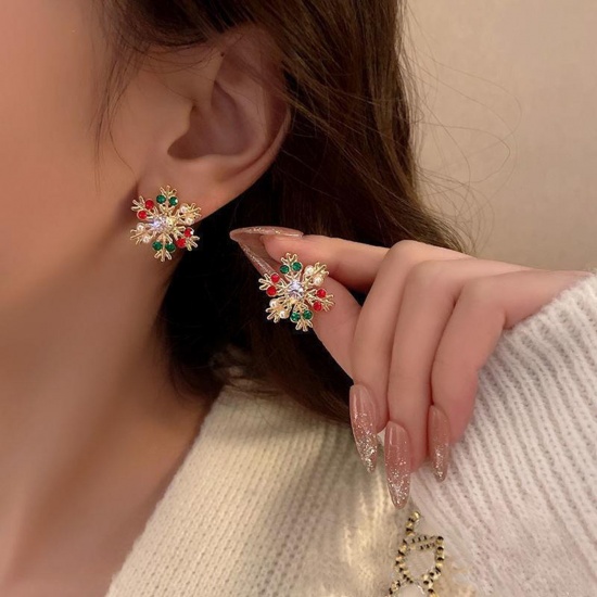 Picture of Stylish Earrings Gold Plated Christmas Snowflake