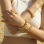 Immagine di Placcatura Sottovuoto Ecologica Elegante Semplice 18K Vero Oro Placcato Rame Palla Elastico Bracciali Delicato bracciali delicate braccialetto in rilievo Unisex Festa 1 Pz