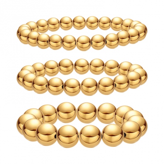 Immagine di Placcatura Sottovuoto Ecologica Elegante Semplice 18K Vero Oro Placcato Rame Palla Elastico Bracciali Delicato bracciali delicate braccialetto in rilievo Unisex Festa 1 Pz