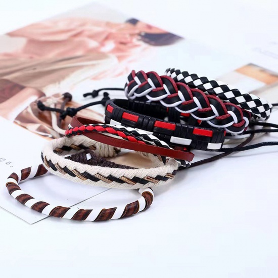 Picture of PU Leather Retro Braided Bracelets Multicolor