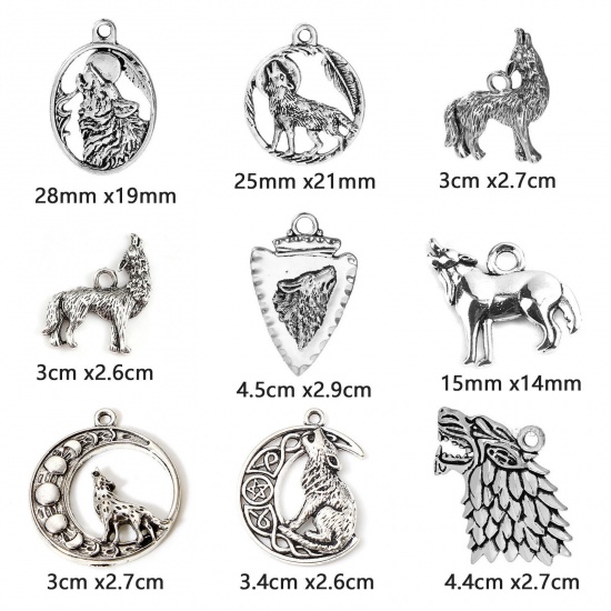 Изображение 10 ШТ Цинковый Сплав Подвески Античное Серебро Волк
