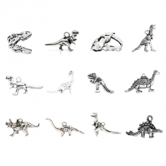 Picture of Zinc Based Alloy Charms Antique Silver Color Dinosaur Animal