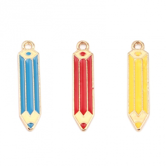 Picture of Zinc Based Alloy College Jewelry Charms Multicolor Pencil Enamel