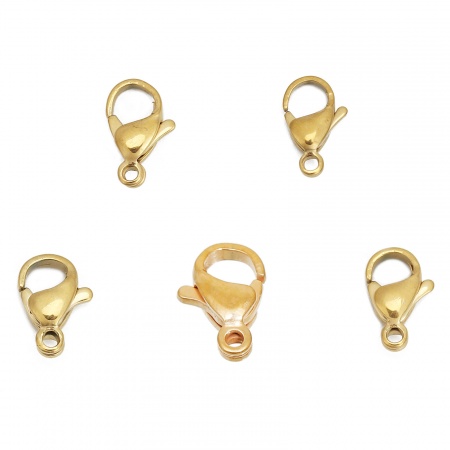 5 PCs Vacuum Plating Stainless Steel Lobster Clasp Findings