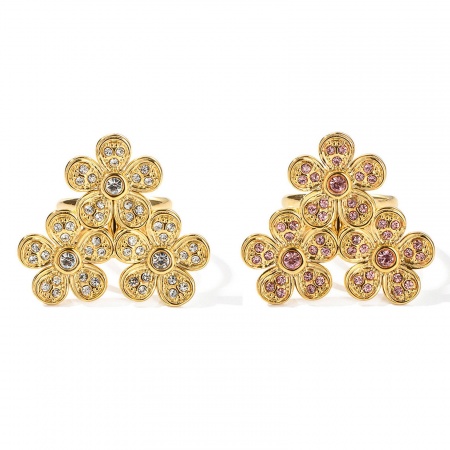 1 Pièce Bagues Rétro en 304 Acier Inoxydable Plaqué Or Véritable Fleur