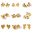 Picture of Simple & Casual Real Gold Plated 304 Stainless Steel Heart Flower Ear Post Stud Earrings