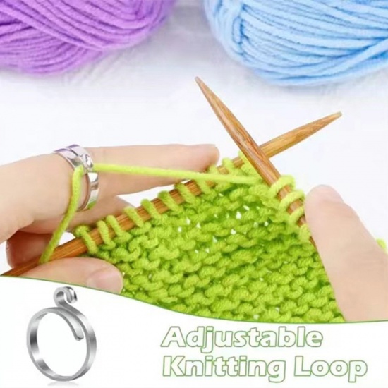 Picture of Brass Simple Open Adjustable Knitting Crochet Loop Yarn Guide Finger Ring Cat Animal Platinum Plated