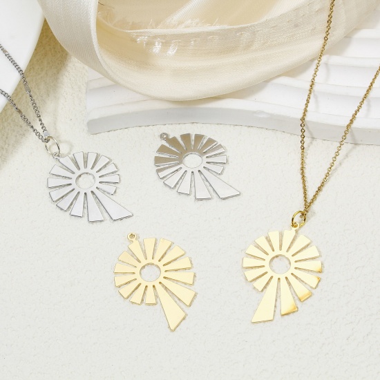 Picture of 5 PCs Eco-friendly Brass Geometric Pendants Real Gold Plated Smooth Blank