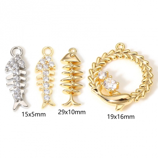 Picture of Brass Ocean Jewelry Connectors Charms Pendants Real Gold Plated