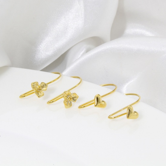 Bild von 1 Paar Hypoallergen Stilvoll Valentinstag 18K Gold Plattiert Messing Herz Fischhaken Ohrringe Für Frauen Party