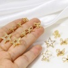 Picture of Eco-friendly Brass Exquisite Ear Post Stud Earring For DIY Jewelry Making Accessories 18K Gold Plated Bowknot Lace Clear Rhinestone