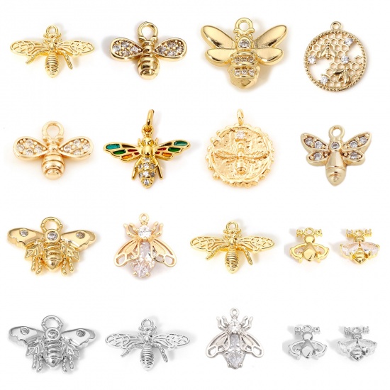 Picture of Brass Insect Charms Real Gold Plated Bee Animal
