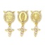 Picture of Brass Religious Connectors Charms Pendants 18K Real Gold Plated Cross St. Benedict Medal Clear Cubic Zirconia