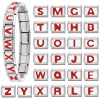 Imagen de 1 Unidad 304 Acero Inoxidable Letra Mayúscula Charm Pulsera de Eslabones Italianos para Hacer Joyas DIY Tono de Plata Rojo Esmalte Rectángulo Mensaje " A-Z " 10mm x 9mm
